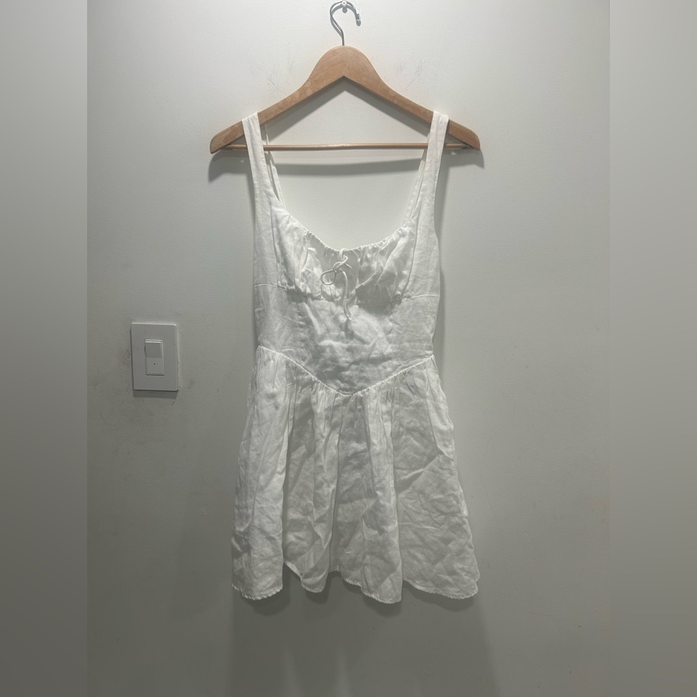 Reformation Daria White Linen Mini Dress - Picture 3 of 6